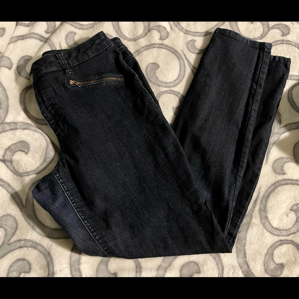 Dark Blue Denim Stretch Skinny Jeans Size 14
